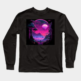 Retrofuturistic synthwave cyberpunk explorer Long Sleeve T-Shirt